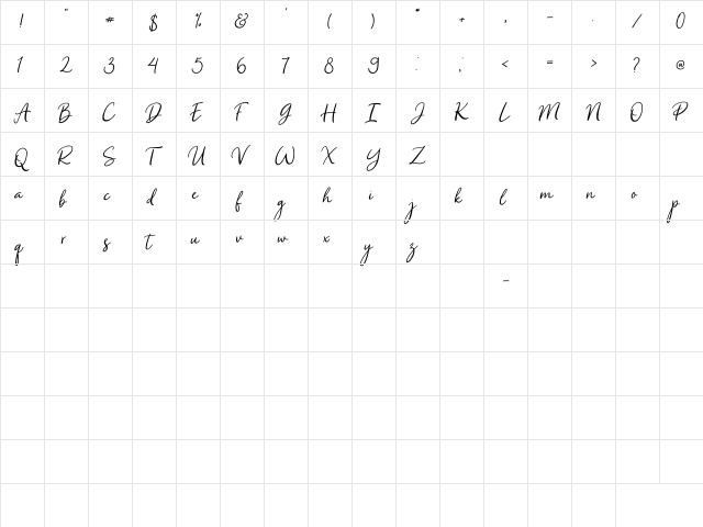 South Dallas Regular  glyph index
