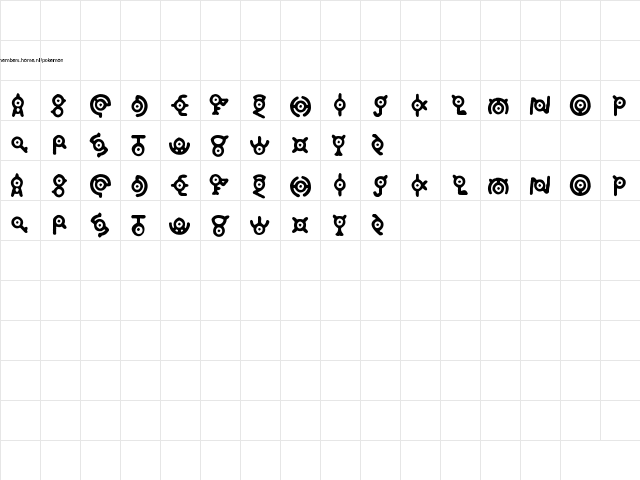 Annon Regular  glyph index