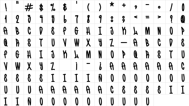 LoreLore Regular  glyph index