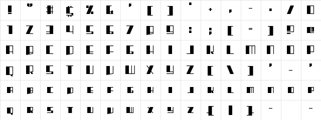Rhapsodies Regular  glyph index