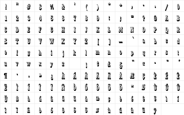 StymieTMedConSh1 Regular  glyph index