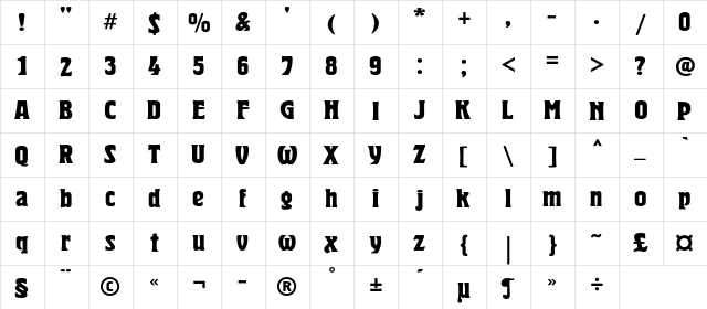 HeroldC Regular  glyph index