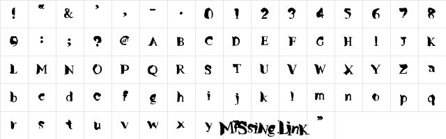 MissingLink Regular  glyph index