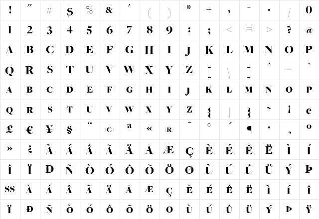 FreightBigBlackSC Regular  glyph index