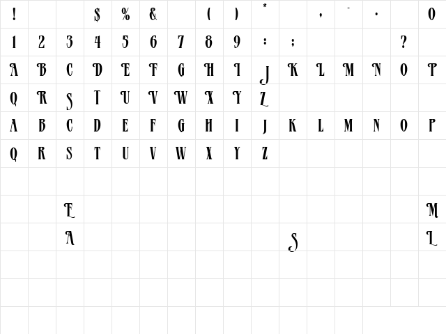 She Talks 3 Regular  glyph index