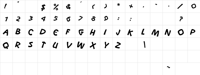 Snootchie Bootchies Italic Regular  glyph index