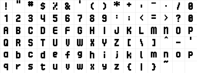 StadiumBitA10 Regular  glyph index