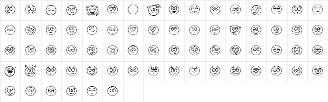 Humeur Regular  glyph index