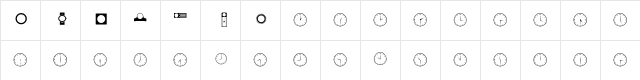 Clocks Regular  glyph index