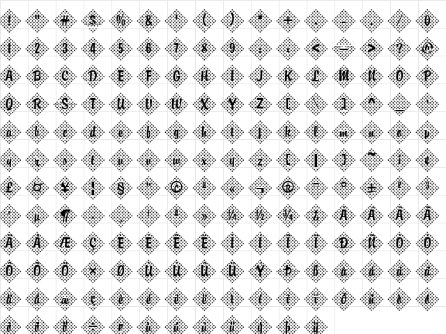 DTC Brody M45 Regular  glyph index