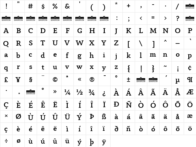Anaphora  Trial Medium  glyph index