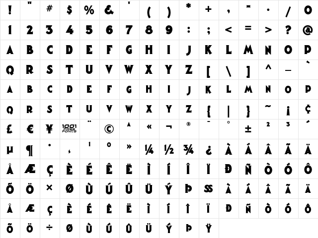 Magic Lantern NF Regular  glyph index