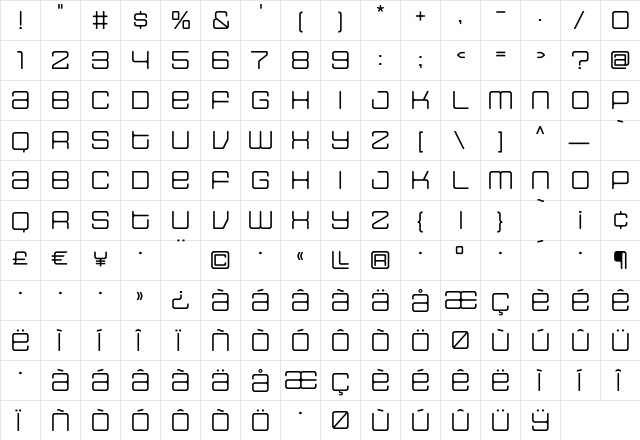 HOUSE3009 Spaceage-Light-Beta  glyph index