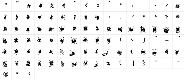 Mad Bubbles Regular  glyph index