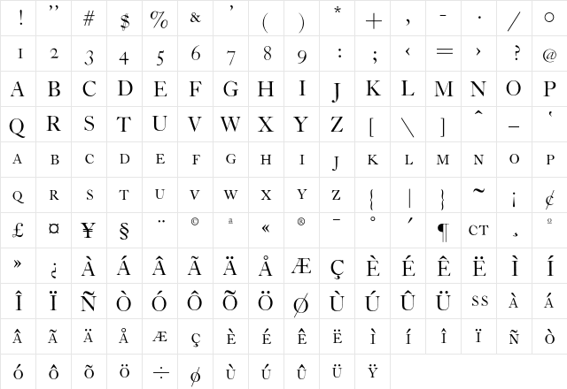 CaslonZH-SC Regular  glyph index
