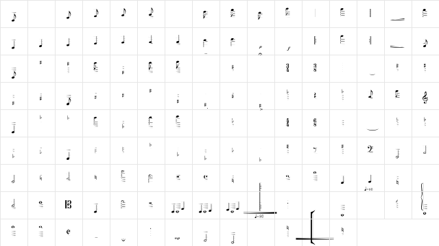 TypeMyMusic Notation  glyph index