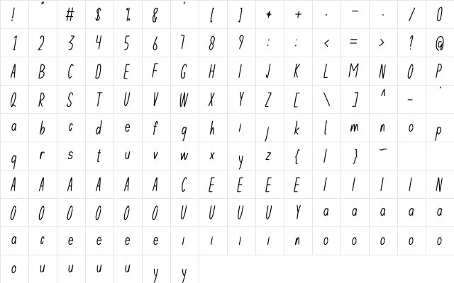 Bromount Regular  glyph index