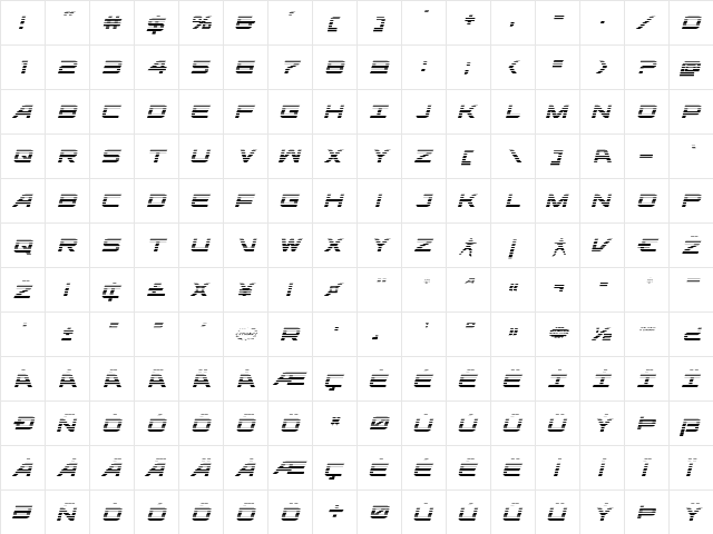 Ghost Clan Gradient Italic Italic  glyph index
