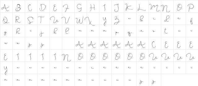 Kathreen Smith Demo Regular  glyph index