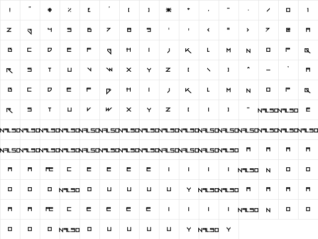 Gang Wolfik Regular  glyph index