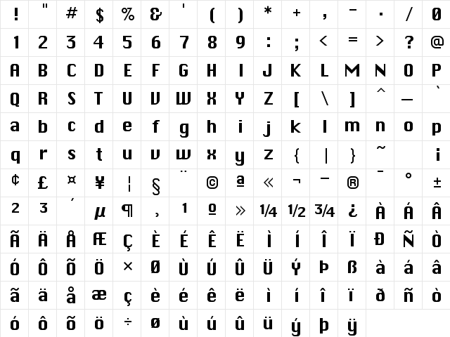 Chicago, Illinois Regular  glyph index