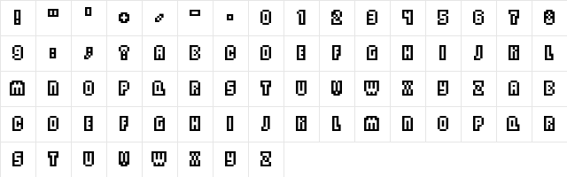 Pixelyn Regular  glyph index
