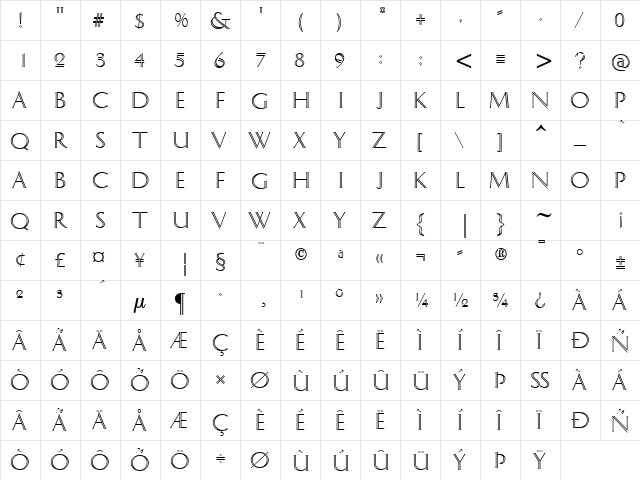 Dolphian Regular  glyph index