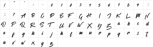 Venetian Regular  glyph index