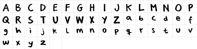 PizzaDudesHandwriting Regular  glyph index
