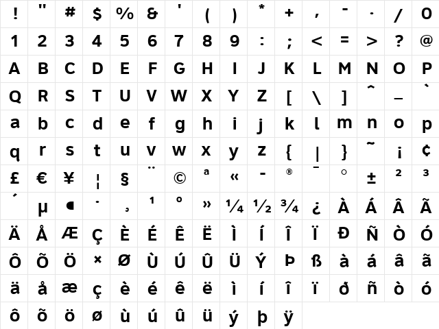 ClearviewHwy-6-B Regular  glyph index