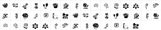 KR Kat's Flowers 4 Regular  glyph index