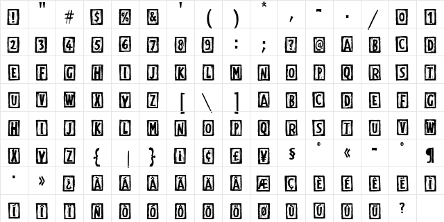 DigiWdctOpn ITC Black  glyph index