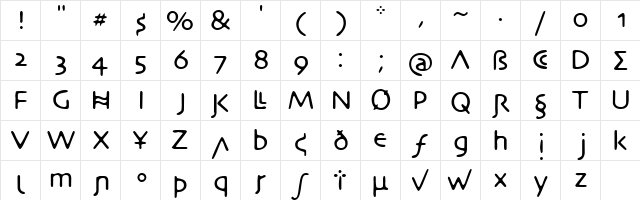 DesertCrypt Bold  glyph index