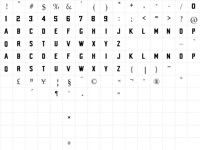 NFL Vikings 2013 Left Regular  glyph index