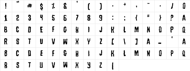 Tussle Regular  glyph index