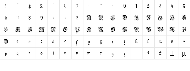Egmont Regular  glyph index
