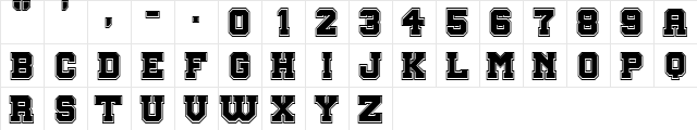 Big Campus Regular  glyph index
