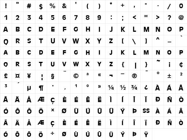 Antique Olive DC D Regular  glyph index