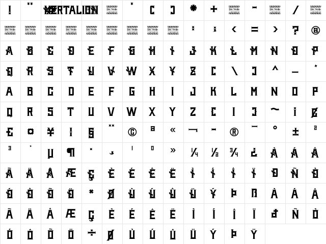 Mertalion Personal Use Regular  glyph index