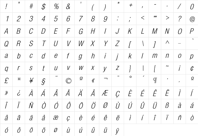 Icolnova Regular  glyph index