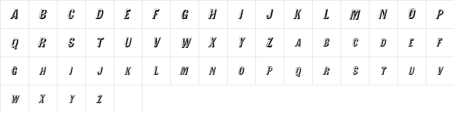 ValdivaFacetsSCapsSSK Italic  glyph index