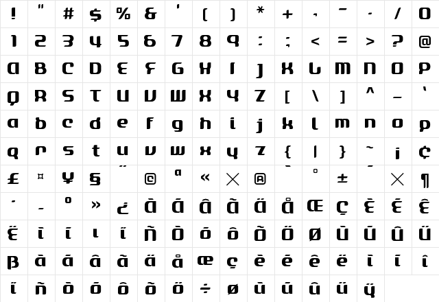 ACRYLIC2081 ALP30  glyph index