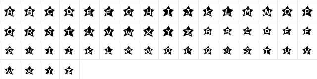 star Regular  glyph index