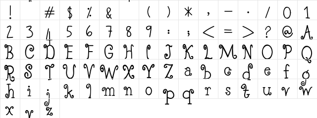 So Far So Good Regular  glyph index