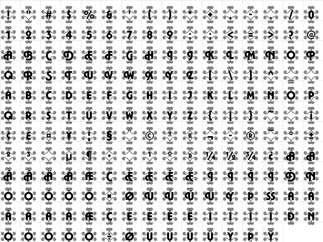 Plaza46 Becker Regular  glyph index