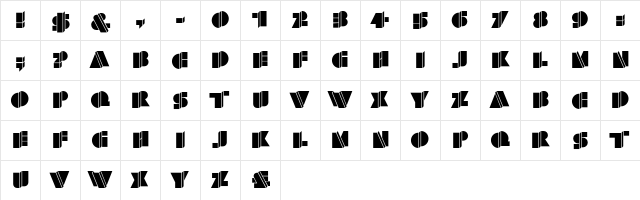 HFF Warped Zone Regular  glyph index