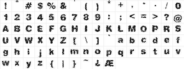 Spastic (BRK) Regular  glyph index