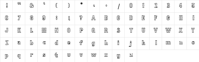 Bosox Outline Heavy  glyph index