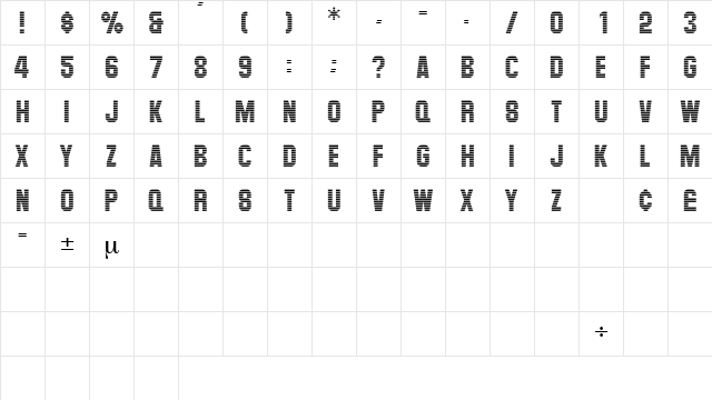 LevelorDisplayCapsSSK Regular  glyph index