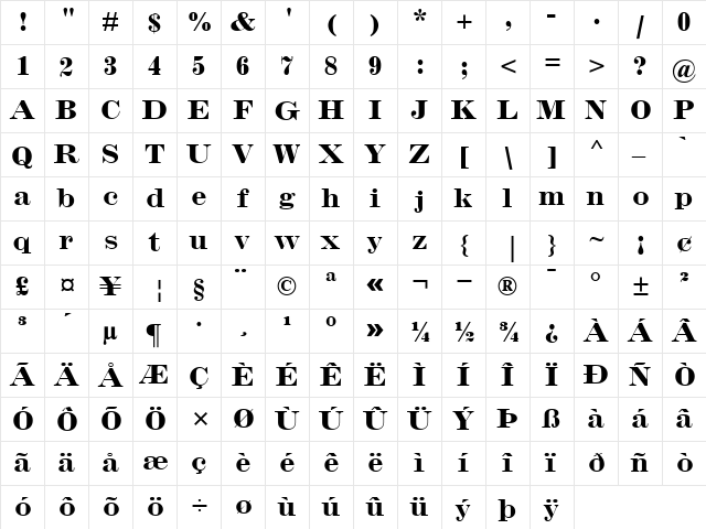 InflexMT Bold  glyph index